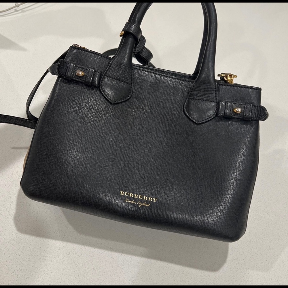 Burberry Mini Banner Black Leather Cross Body Bag - Picture 2 of 5